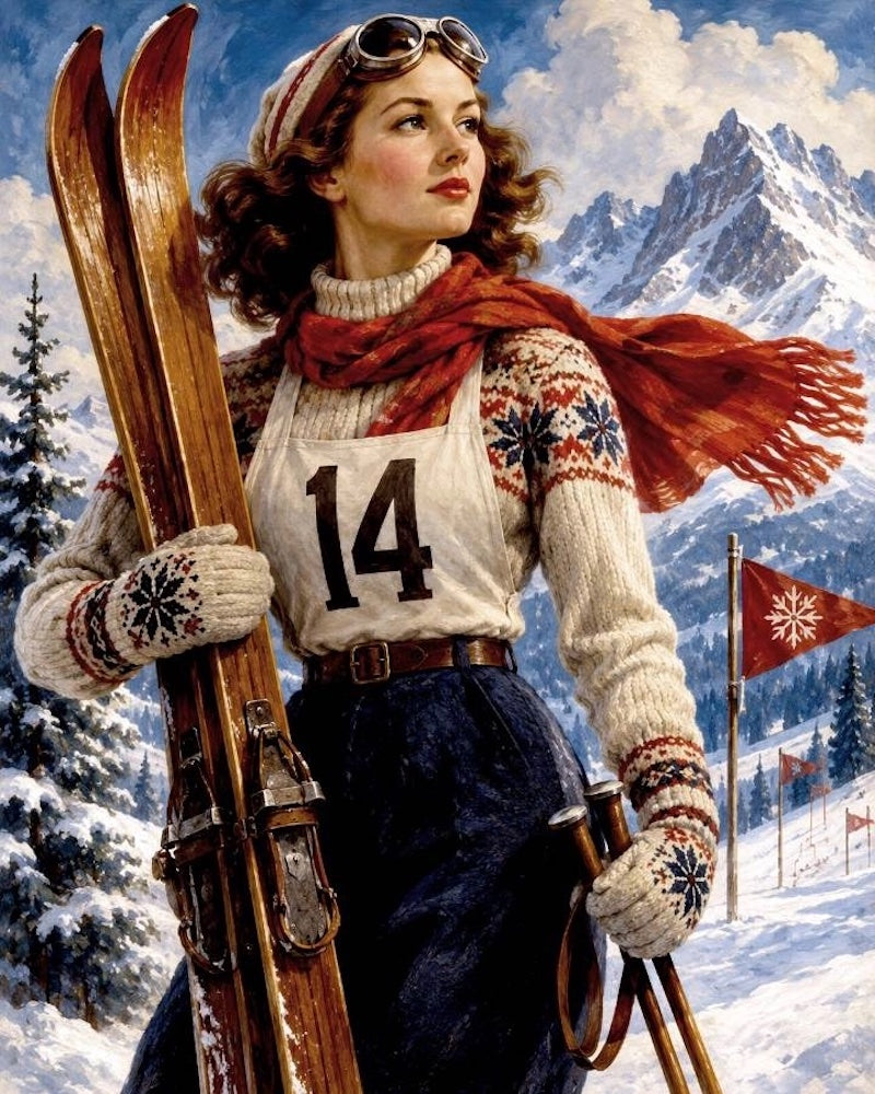 Championne De Ski Des Années 1940