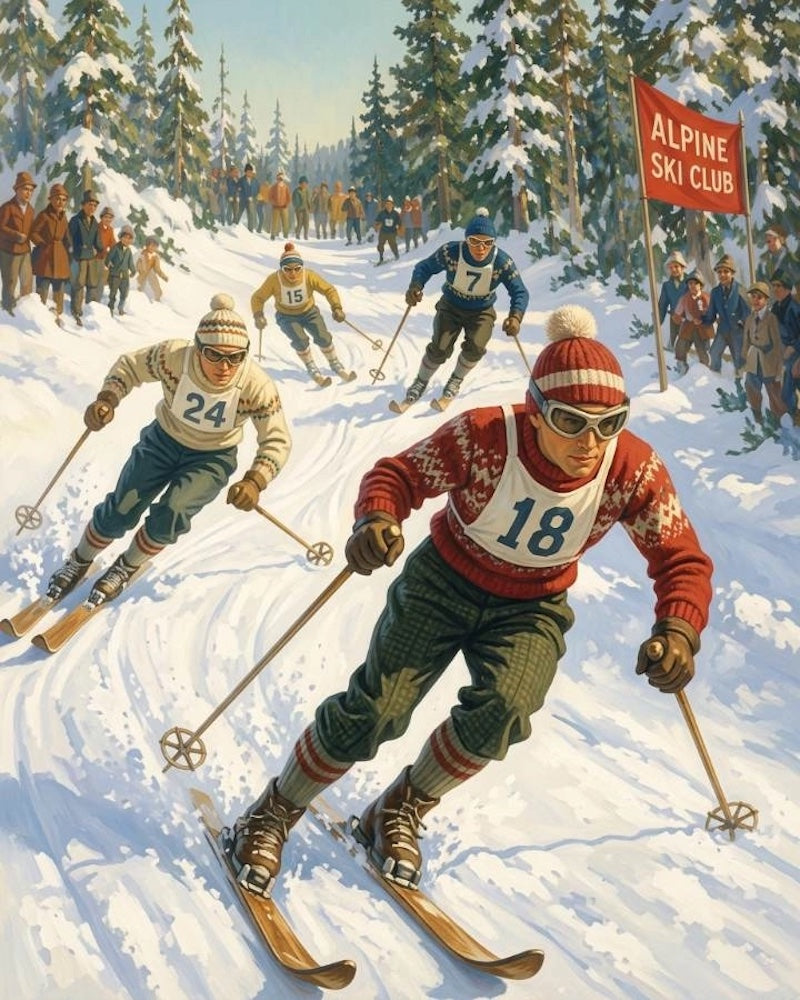 Descente De Ski Vintage